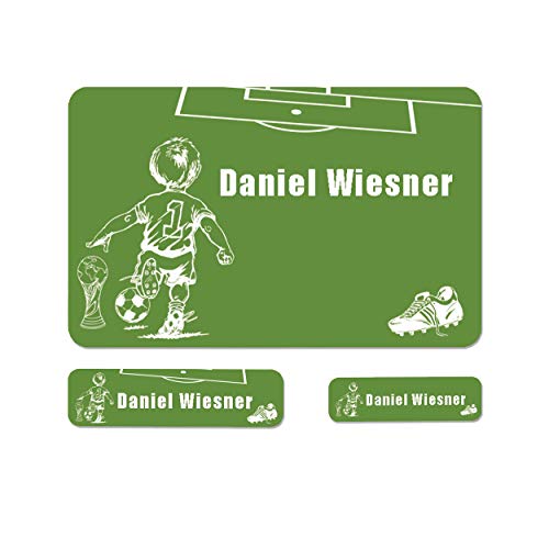 Sunnywall® Fussball soccer Fußball football Namensaufkleber Stife-Aufkleber Federmappe Kinder & Erwachsene Namen Sticker Aufkleber Sticker 79 Stück Schule und Kindergarten - wasserfest von Sunnywall