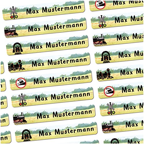 Sunnywall® Namensaufkleber Eisenbahn Lokomotive Namen Sticker Aufkleber Sticker für Kinder Schule Kindergarten SCHMAL - 72 Stück - 4,9x0,75cm von Sunnywall