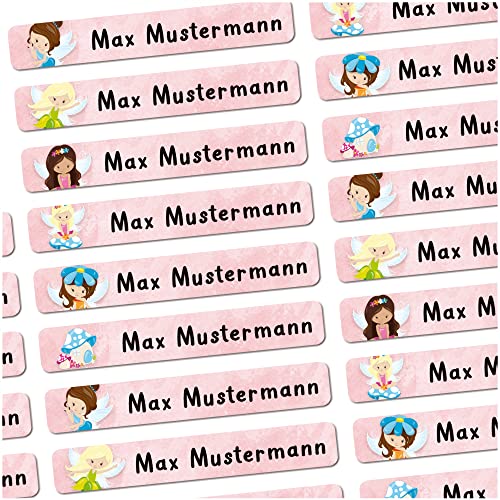 72 Stück personalisierte Namensaufkleber für Schulsache. Für Kinder Schule und Kindergarten zum Markieren von Gegenständen (Fee) Maße 4,9 x 0,75cm von Sunnywall