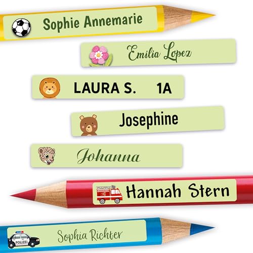 Sunnywall® Namensaufkleber Kinder – Stifteaufkleber personalisiert für Schule & Kita, ideal für Stifte & Schulsachen, wasserfest & spülmaschinenfest, starker Halt (Pastellgrün) von Sunnywall