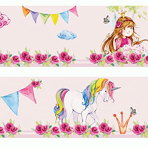 Sunnywall® Wandbordüre Prinzessin Schluss – einzigartiges Design | Baby- Kinderzimmer Dekoration | hochwertiges Tapetenvlies | 400 x 12 cm von Sunnywall