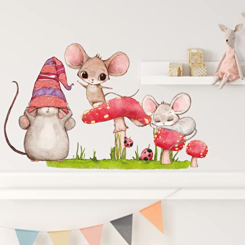 Sunnywall Mäuse Wandsticker Wandtattoo Wandbild Baby Aufkleber Kinderzimmer verschiedene Sets (Maus Hut Spiel) von Sunnywall