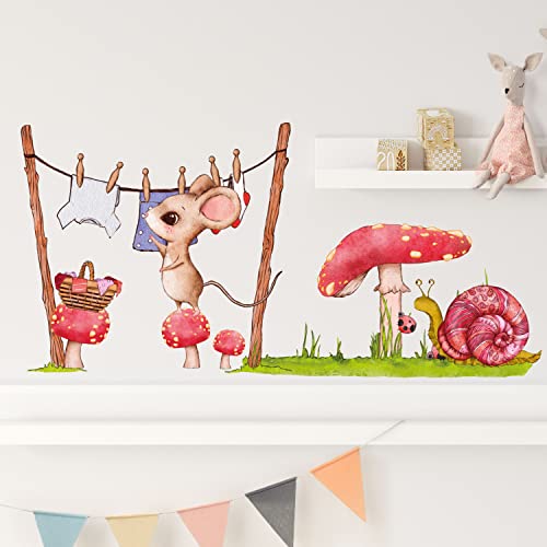Sunnywall Mäuse Wandsticker Wandtattoo Wandbild Baby Aufkleber Kinderzimmer verschiedene Sets (Maus Waschtag) von Sunnywall