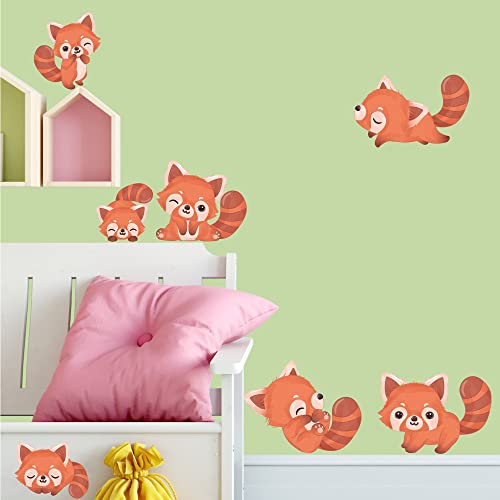 Sunnywall Red roter Panda Wandsticker - Wandtattoo Kinderzimmer Baby Wandaufkleber - A4 Sets von Sunnywall