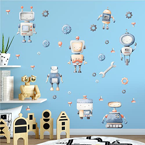 Sunnywall Spielzeug Roboter Robots Wandsticker - Wandtattoo Kinderzimmer Baby Wandaufkleber von Sunnywall