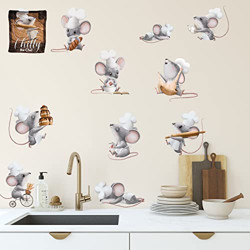 Sunnywall Tier Safari Wandsticker Wandtattoo Wandbild Baby Aufkleber Kinderzimmer Baby Wandaufkleber Spielzimmer Küche (Küchenchef Chilly Maus) von Sunnywall