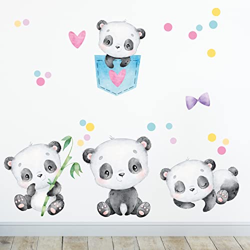 Sunnywall Tier Safari Wandsticker Wandtattoo Wandbild Baby Aufkleber Kinderzimmer Baby Wandaufkleber Spielzimmer Küche (Panda) von Sunnywall