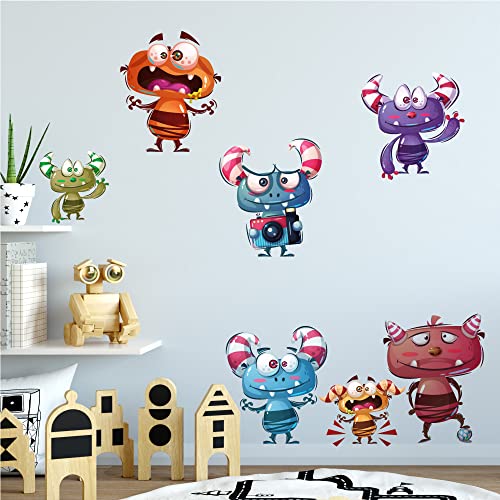 Sunnywall Wandsticker Monster Charaktere - Wandtattoo Kinderzimmer Baby Wandaufkleber - A4 Sets von Sunnywall