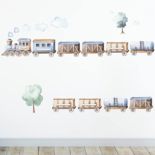 Sunnywall Wandsticker - Wandtattoo Kinderzimmer Baby Wandaufkleber - A4 Sets II (Zug (blau)) von Sunnywall