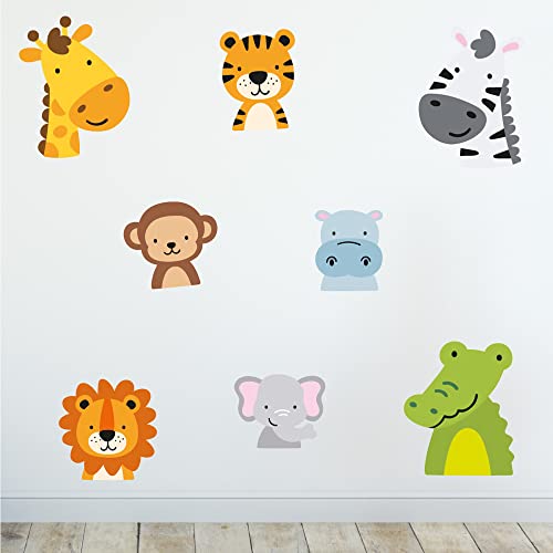 Sunnywall Wandsticker Wandtattoo Wandbild Baby Aufkleber Kinderzimmer Baby Wandaufkleber Spielzimmer (Tiere Baby Löwe Krokodil Giraffe Affe Elefant) von Sunnywall