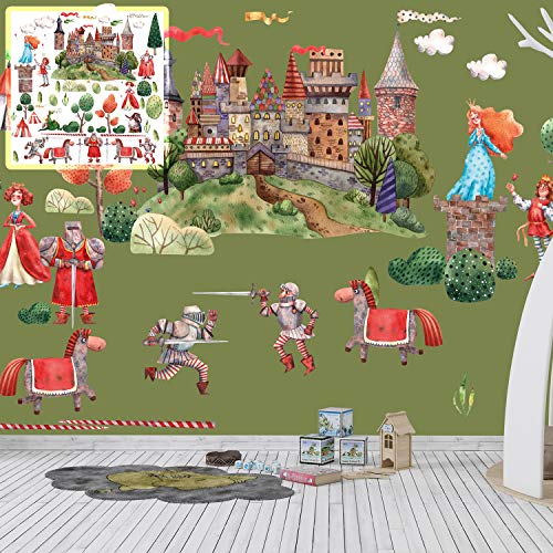 XXL Wandtattoo Ritter Ritterburg Set verschiedene Motive| Kinderzimmer Aufkleber bunt Wanddeko von Sunnywall