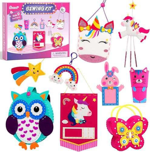 Sunrad Nähset Kinder,Filz Nähen Kits DIY Art Craft kreativ Bastelset Kinderbastelset,Enthält Einhorn,Anleitung & Filzmaterial zum Nähen lernen,Bastelset Für Kinder Ab 6+ Jahren Kindergeburtstag von Sunrad