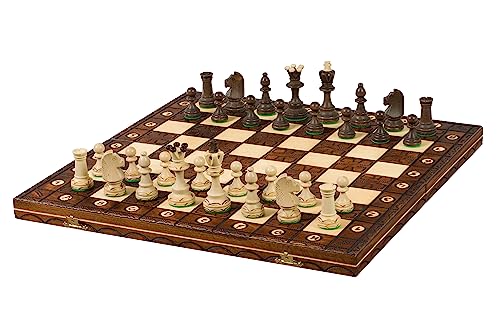 Sunrise Chess | Schach JUNIOR | Elegant | Handgebrannte Holzfiguren | Handbemaltes Schachbrett | Sorgfältig gemahlen | Optimal ausbalanciert | Kassette mit Einsatz Sunrise Chess | Schach JUNIOR | Elegant | Handgebrannte Holzfiguren | Handbemaltes Schachbrett | Sorgfältig gemahlen | Optimal ausbalanciert | Kassette mit Einsatz von Sunrise Chess & Games
