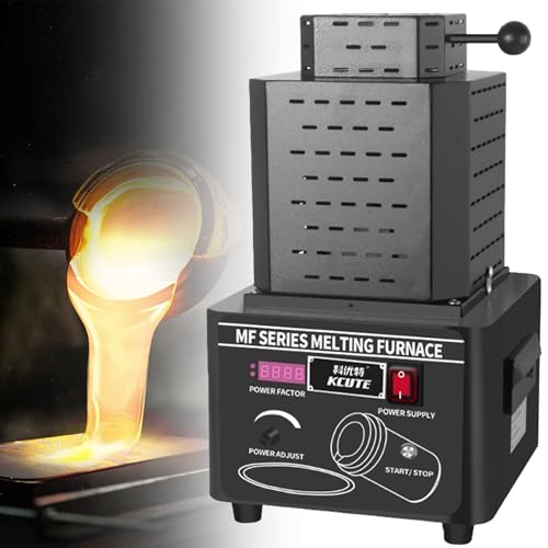 Sunseota Digitaler elektrischer Schmelzofen, Goldschmelzofen, 1+3 kg, 5000 W, 2912 °F, mit Graphittiegel, zum Gießen, Veredeln von Schmuck, Edelmetallen, Gold, Silber, Kupfer und Aluminium Black-2kg von Sunseota