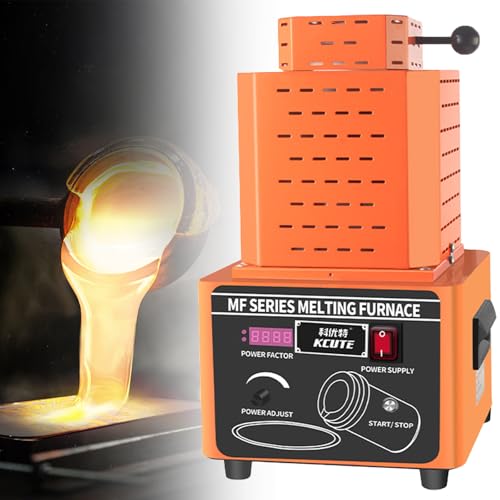 Sunseota Digitaler elektrischer Schmelzofen, Goldschmelzofen, 1+3 kg, 5000 W, 2912 °F, mit Graphittiegel, zum Gießen, Veredeln von Schmuck, Edelmetallen, Gold, Silber, Kupfer und Aluminium Orange-2kg von Sunseota