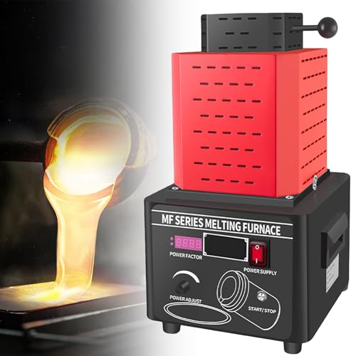 Sunseota Digitaler elektrischer Schmelzofen, Goldschmelzofen, 1+3 kg, 5000 W, 2912 °F, mit Graphittiegel, zum Gießen, Veredeln von Schmuck, Edelmetallen, Gold, Silber, Kupfer und Aluminium Red-1kg von Sunseota