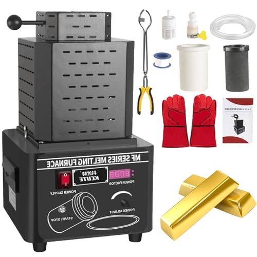 Sunseota Elektrischer Goldschmelzofen, Schmelzofen, Goldmetall-Schmelzofen-Set, 1 kg, 2 kg, 3 kg Goldschmelzofen, 5000-W-Elektroschmelzofenzange Black-2kg von Sunseota