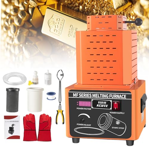 Sunseota Elektro-Goldschmelzofen, 1600 °C/2912 °F, digitaler Schmelzofen, Goldschmelzofen,schmelzofen,schmiedeofen,Metallguss-Set mit Graphittiegel, Schmelzzeit 3–5 Minuten Orange-3kg von Sunseota