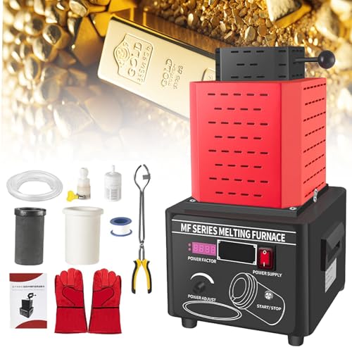 Sunseota Elektro-Goldschmelzofen, 1600 °C/2912 °F, digitaler Schmelzofen, Goldschmelzofen,schmelzofen,schmiedeofen,Metallguss-Set mit Graphittiegel, Schmelzzeit 3–5 Minuten Red-2kg von Sunseota
