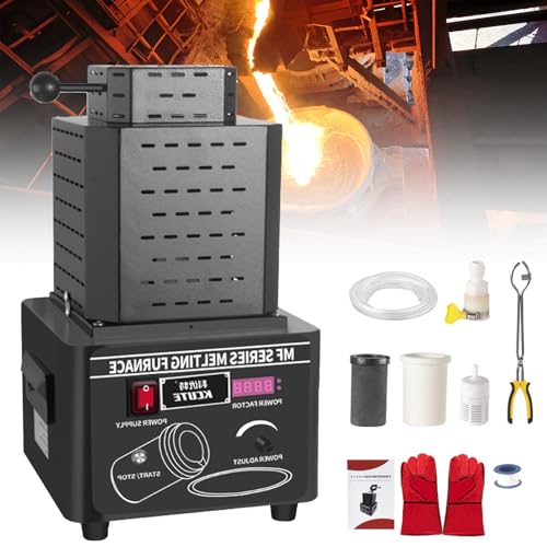 Sunseota Elektro-Goldschmelzofen, 5000-W-Fusionsofen, digitaler Fusionsofen (1600 °C/2912 °F), Metallguss-Set mit Graphittiegel,Goldschmelzofen,Schmelzofen,Schmiedeofen Black-3kg von Sunseota