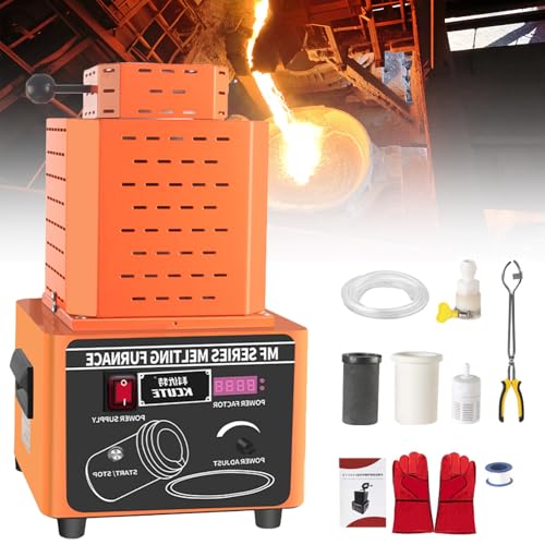 Sunseota Elektro-Goldschmelzofen, 5000-W-Fusionsofen, digitaler Fusionsofen (1600 °C/2912 °F), Metallguss-Set mit Graphittiegel,Goldschmelzofen,Schmelzofen,Schmiedeofen Orange-2kg von Sunseota