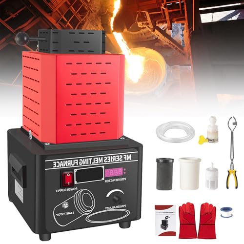 Sunseota Elektro-Goldschmelzofen, 5000-W-Fusionsofen, digitaler Fusionsofen (1600 °C/2912 °F), Metallguss-Set mit Graphittiegel,Goldschmelzofen,Schmelzofen,Schmiedeofen Red-3kg von Sunseota