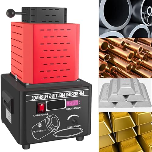 Sunseota Elektro-Goldschmelzofen, 5000-W-Mittelfrequenz-Induktionsschmelzanlage, Schmelzofen,1600 °C/2902 °F, Goldschmelzofen mit 1/2/3 kg Graphittiegel, Schmelzofen zum Gießen Ofen Red-2kg von Sunseota