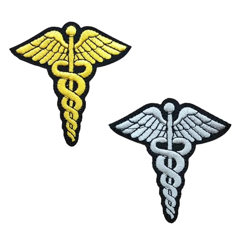 S_Logo_001 bestickter Caduceus-Aufnäher für medizinische Krankenpflege, zum Aufbügeln, Grau, 2 Stück S_Logo_001 bestickter Caduceus-Aufnäher für medizinische Krankenpflege, zum Aufbügeln, Grau, 2 Stück von Sunshine Patch