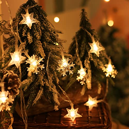 1.5M 10LED Lichterkette Schneeflocken Außen,Lichtervorhang Weihnachten Fenster,LED Weihnachten Stern lichterkette,LED Dekolicherkette für Innenbeleuchtung im Freien,Schlafzimmer,Hochzeit,Geburtstag von Sunshine smile