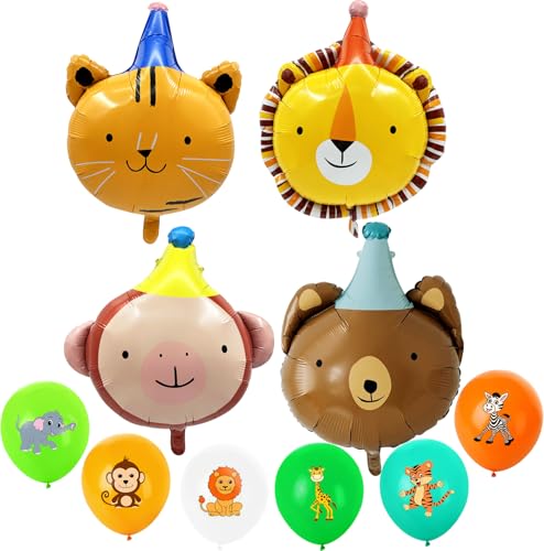 10 Stück Luftballons Tiere, Safari Tier Luftballons Set, 4 Tiere Folienballon + 6 Tiere Latex Ballons, Wildtiere Thema Party Deko, für Dschungel Deko Geburtstag, Party Animals 10 Stück Luftballons Tiere, Safari Tier Luftballons Set, 4 Tiere Folienballon + 6 Tiere Latex Ballons, Wildtiere Thema Party Deko, für Dschungel Deko Geburtstag, Party Animals von Sunshine smile
