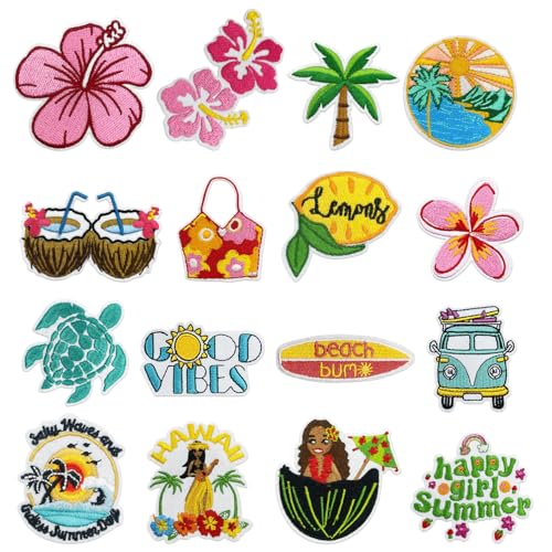 16 Pieces Patches Zum Aufbügeln,Bestickte Aufnäher,Jean Patch Sticker,Aufnähen Bügelbilder Set,Sewing Applique,Flicken zum Aufbügeln,Applikation zum Aufbuegeln,Textilien Bügelflicken für DIY Kleidung von Sunshine smile