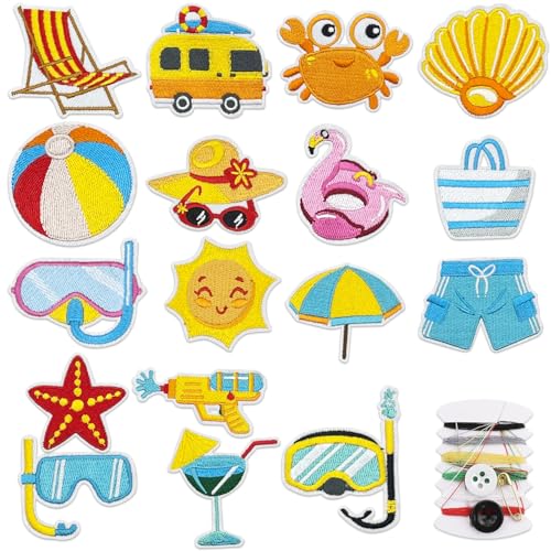 17 Pieces Patches Zum Aufbügeln,Bestickte Aufnäher,Jean Patch Sticker,Aufnähen Bügelbilder Set,Sewing Applique,Flicken zum Aufbügeln,Applikation zum Aufbuegeln,Textilien Bügelflicken für DIY Kleidung von Sunshine smile