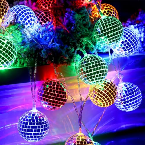 20 LED Discokugel Lichterkette,3m Disco Ball String Lights,Disco Spiegel Ball Lights,Mini Disco Balls,Disco Party Light Ornaments Tree Decoration Light,Orientalisch Marokkanische Lichterkette von Sunshine smile