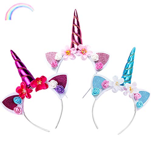 3 Stück Einhorn Stirnband Kinder,Einhorn Haarreif mit Ohren und Blumen,Einhorn Geburtstag Haarreif,Head Accessoires Party Dekoration,Einhorn Haarschmuck,Kopfschmuck Einhorn für Mädchen Geburtstag 3 Stück Einhorn Stirnband Kinder,Einhorn Haarreif mit Ohren und Blumen,Einhorn Geburtstag Haarreif,Head Accessoires Party Dekoration,Einhorn Haarschmuck,Kopfschmuck Einhorn für Mädchen Geburtstag von Sunshine smile