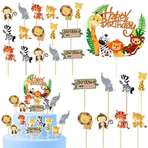 25 Stücke Tiere Geburtstag Tortendeko,Dschungel Tier Cupcake Topper,Dschungel Kuchen Deko,Tier Cake Topper,Tortendeko Geburtstag Junge,Cake Topper Dschungel von Sunshine smile