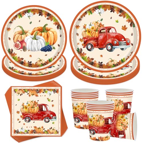 50 Stück Herbst Partygeschirr,Herbst Geschirr Set,Bunte Kürbis Herbst Blätter Geschirr Set,Thanksgiving party Geschirrset,Herbst Danksagung Teller und Servietten Sets,für Herbstfeier Party Zubehör von Sunshine smile