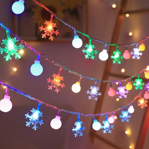 6 Meter 40LED Weihnachten Schneeflocke Lichterketten,Weihnachten Lichterkette,LED Lichterketten Batteriebetriebene,Wasserdicht Außen Innen Lichterketten für Zimmer Weihnachten Garten Beleuchtung von Sunshine smile
