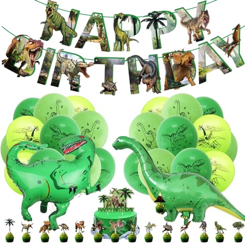 71 Stück Dinosaurier Geburstagdeko Kit, Dino Luftballons Geburtstag, Dinosaurier Geburtstagsbanner,Dinosaurier Cupcake Topper,Kindergeburtstag Deko Dino von Sunshine smile