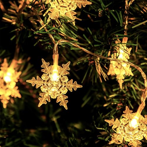8 CM Schneeflocke Lichterketten Außen,3M 20LED Lichtervorhang Weihnachten Fenster,LED Lichterketten Batteriebetriebene,LED Dekolicherkette für Außen Innen beleuchtung im Freien,Schlafzimmer von Sunshine smile