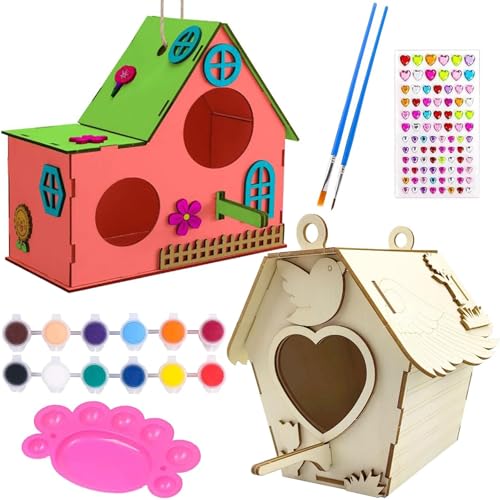 DIY Vogelhaus Bausatz für Kinder - 2 Stück zum Bemalen, Kreative Bastelsets, Holz Puzzle Machen Set, Birdhouse zu Bauen und Malen DIY Vogelhaus Bausatz für Kinder - 2 Stück zum Bemalen, Kreative Bastelsets, Holz Puzzle Machen Set, Birdhouse zu Bauen und Malen von Sunshine smile