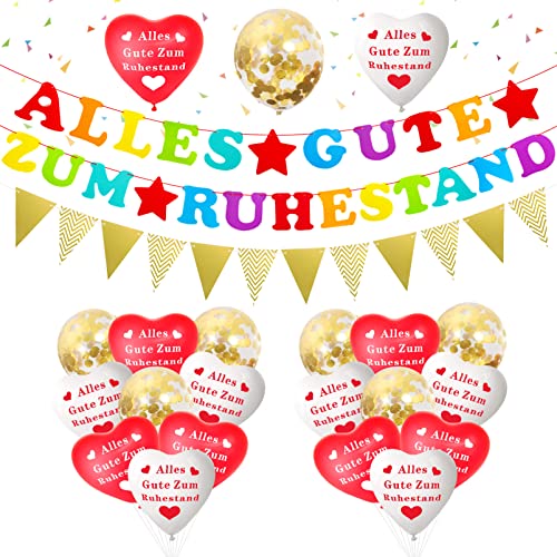 Ruhestand Deko Set - Girlande, Banner, Luftballons für Abschiedsfeier - Alles Gute Zum Ruhestand, Endlich Rentnerin, Endlich Pension von Sunshine smile