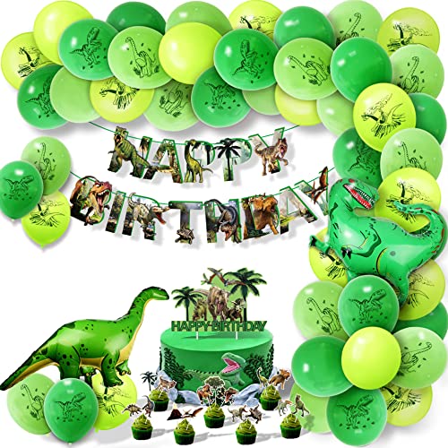71 Stück Dinosaurier Geburstagdeko Kit, Dino Luftballons Geburtstag, Dinosaurier Geburtstagsbanner, Dinosaurier Cupcake Topper, Kindergeburtstag Deko Dino von Sunshine smile