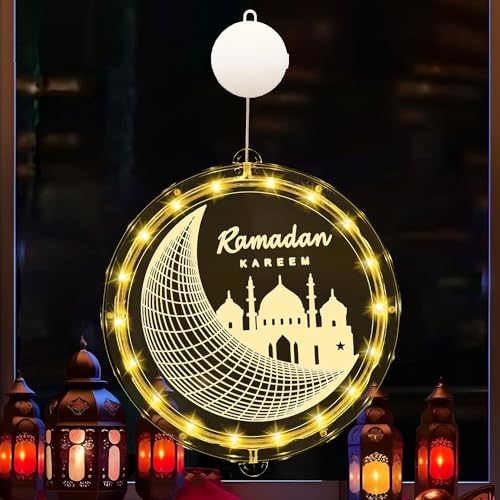 Eid Ramadan Dekorative Fenster Lichter,Ramadan Deko Lampe,LED Muslim Ramadan Lichterkette,Ramadan Dekoration Lichter,Islamisch Muslimisch Dekoration LED Lichter Leuchten,Eid Ramadan Lichterkette von Sunshine smile