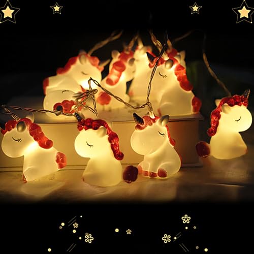 Einhorn Lichterketten,Led Lichterkette Batterie,Lichterkette Außen Batteriebetrieben,LED Lichterkette Einhorn Design Batteriebetrieben Deko für Garte von Sunshine smile