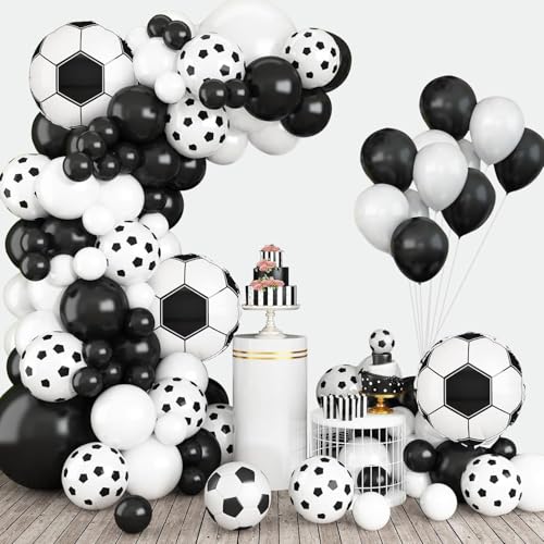 Fussball Luftballon Geburtstag,94 Stück Fussball Geburtstag Deko,Fußball Ballonbogen Set,Fußball Folienballon Champion Trophäe Ballon Set für Fussball Party Kindergeburtstag von Sunshine smile