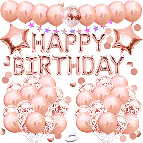 Geburtstagsdeko Mädchen Frauen, Rosegold Happy Birthday Decorations Girlande Balloon, Rosegold Konfetti Luftballons, Rosegold Geburtstags Deko für Hochzeitsfeiern, Babypartys Geburtstagsdeko Mädchen Frauen, Rosegold Happy Birthday Decorations Girlande Balloon, Rosegold Konfetti Luftballons, Rosegold Geburtstags Deko für Hochzeitsfeiern, Babypartys von Sunshine smile