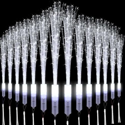 Glasfaser Leuchtstab,24PCS LED Leuchtwedel Weiss,Glasfaserlampe,Leuchtstab Leuchten im Dunkeln,Leuchtstäbe,Hochzeit Glasfaserlampe für Hochzeit Partys Mitgebsel Kindergeburtstag Konzert von Sunshine smile