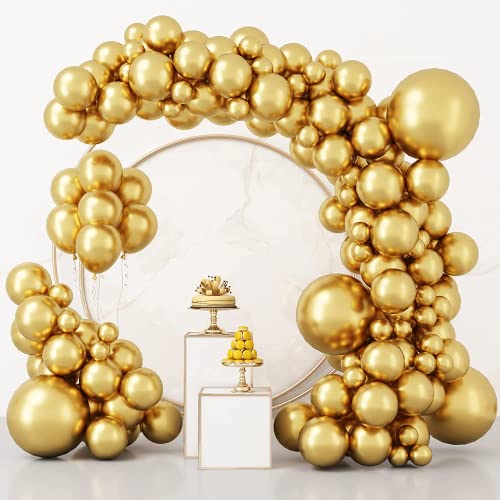 Goldene Luftballons,50PCS Luftballons Metallic,Helium Balloon,Luftballons Gold Metallic,Luftballon Hochzeit,Luftballons Geburtstag Hochzeit Party,Golden Metallballon Partyballon für Geburtstag von Sunshine smile