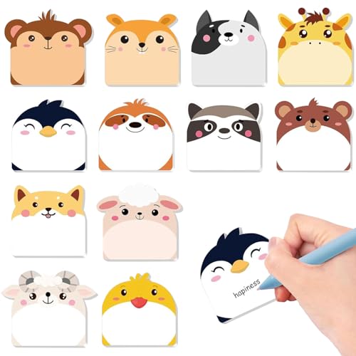 Haftnotizen Kinder,12Pack Haftnotizen,336 Blatt Kleine Haftnotizen Kinder,Bunt Cartoon Tiere Haftnotizen Klebezettel,Cartoon Tier Haftnotiz,TierföRmiger Haftnotizblock für Büro Schule Haus von Sunshine smile
