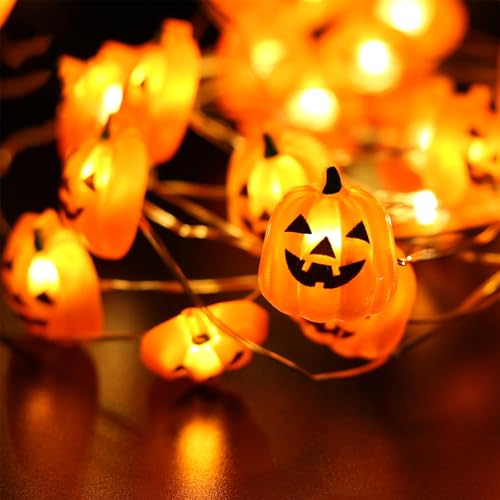 Halloween Lichterkette Kürbis,2M 20 LED Halloween Lichterkette,Kürbis Herbst Deko Dekoration Innen,Orange Herbst Deko Lichterketten,Beleuchtung Dekoration für Partys,Terrasse,Innen und Außenbereich Halloween Lichterkette Kürbis,2M 20 LED Halloween Lichterkette,Kürbis Herbst Deko Dekoration Innen,Orange Herbst Deko Lichterketten,Beleuchtung Dekoration für Partys,Terrasse,Innen und Außenbereich von Sunshine smile